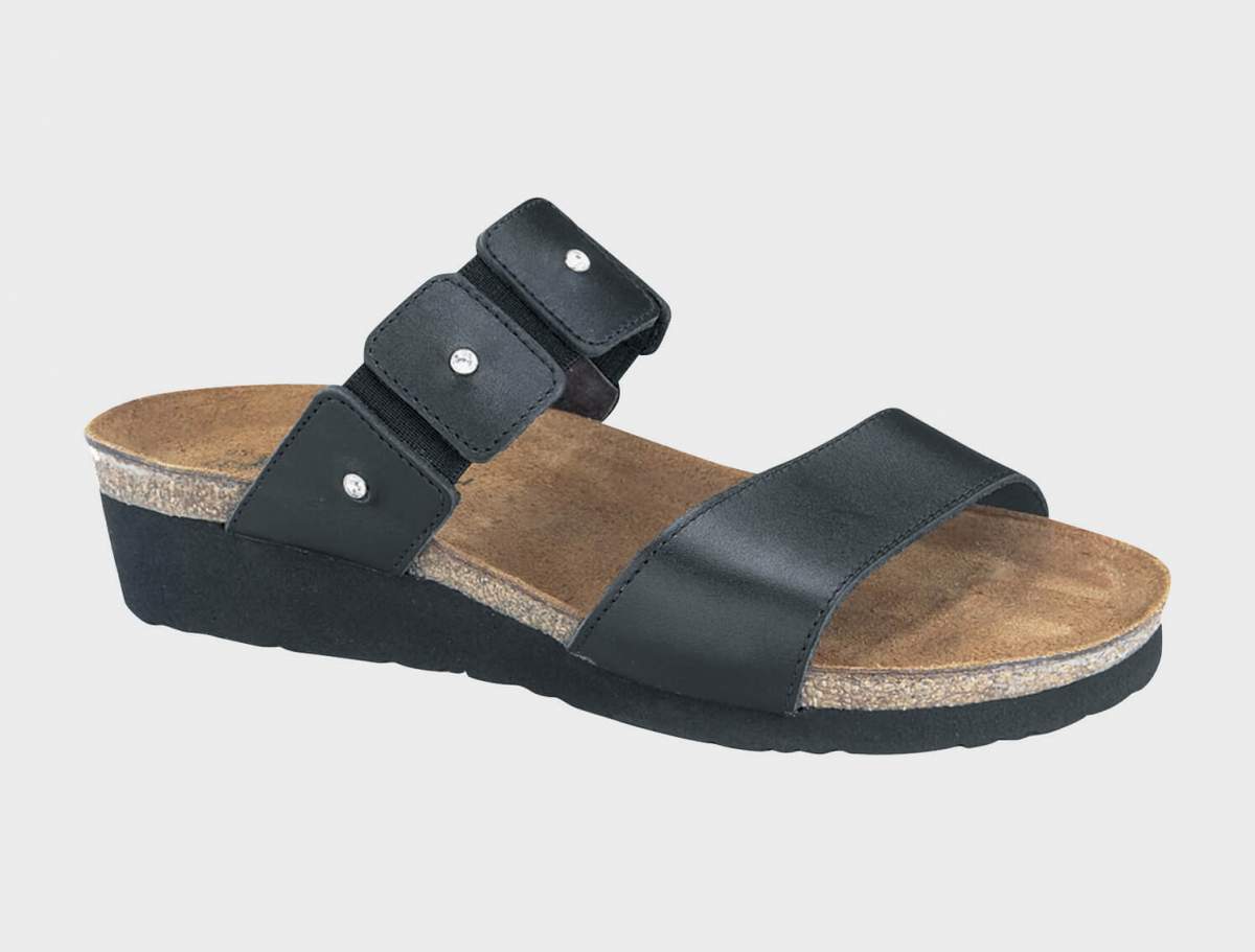 Ashley Black Madras Leather Happy Soles Footwear