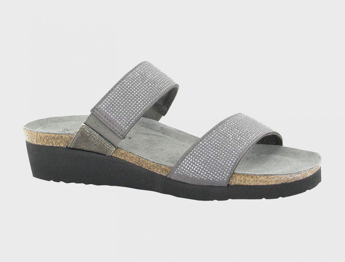 Bianca Gray Microfiber / Silver Rivets Happy Soles Footwear